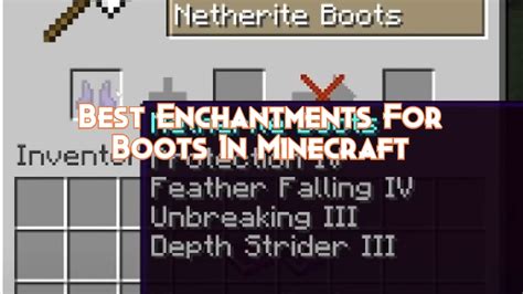 Best boots enchantments minecraft - Frost Walker is an enchantment to boots that creates frosted ice blocks when walking over water, and causes the wearer to be immune to damage from certain blocks such as campfires and magma blocks when stepped on. Frost Walker is a treasure enchantment; it can be obtained from jungle temple and stronghold chest loot, fishing, raid drops‌[BE only], or trading with a librarian of any level. If ...